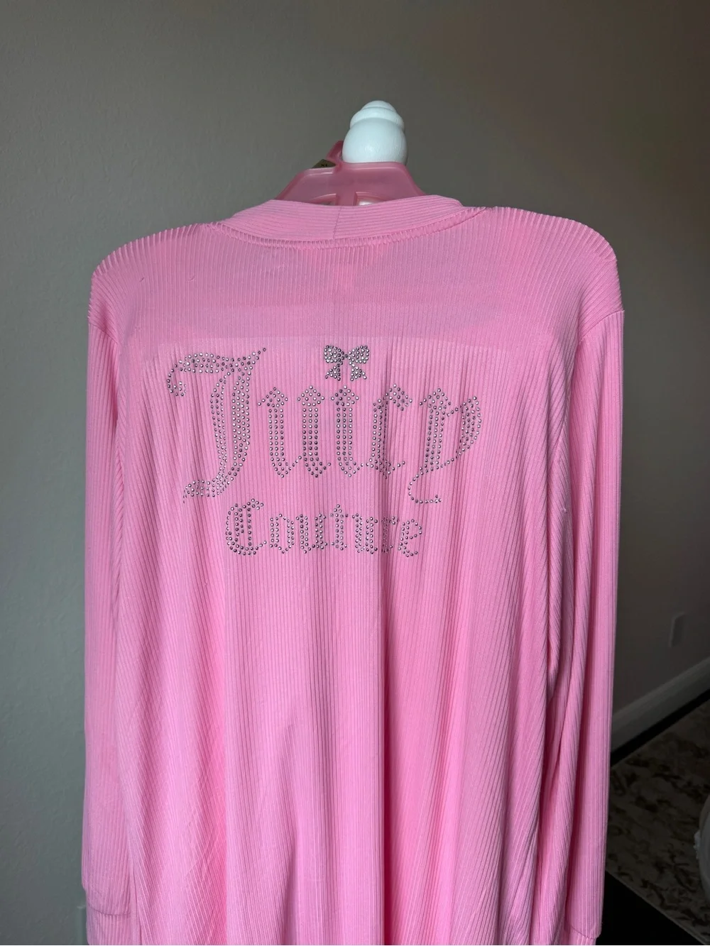 Juicy Couture Pink Ribbed 3-Piece Lounge Set with Rhinestone Logo